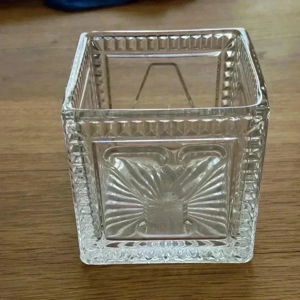 Decorative Glass Vase 3.5”x 4”, letters on outside spell BABY.